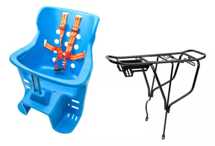 SILLA ASIENTO BICICLETA PARA BEBE NIÑOS+PARRILLA 30 KILO - 1