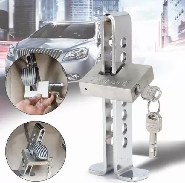 TRABA PEDAL + CANDADO + LLAVES SEGURIDAD AUTO ROBO - 3