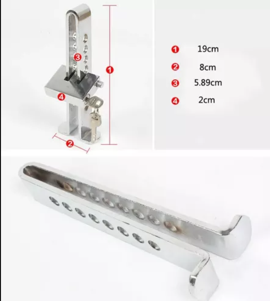 TRABA PEDAL + CANDADO + LLAVES SEGURIDAD AUTO ROBO - 4