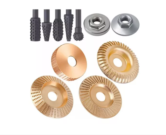 JUEGO DE 4 DISCOS PARA TALLAR MADERA+JUEGO DE 5 ESCOFINAS - 1