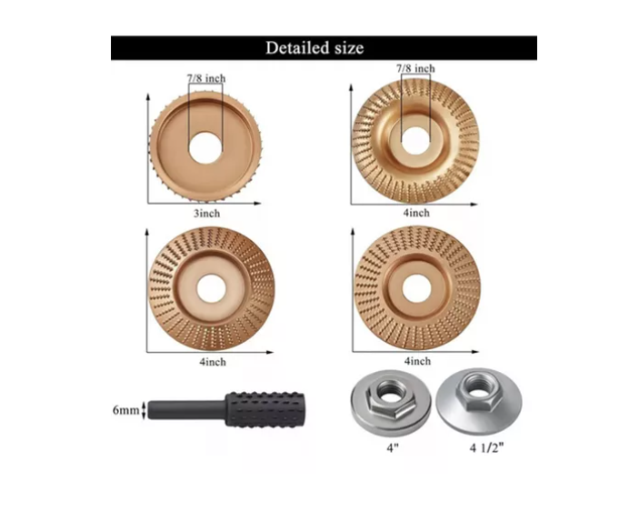 JUEGO DE 4 DISCOS PARA TALLAR MADERA+JUEGO DE 5 ESCOFINAS - 6