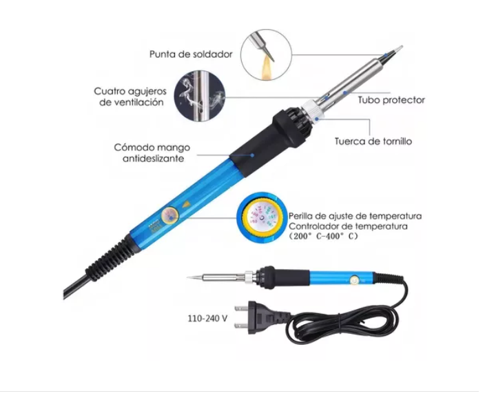 SOLDADOR DE ESTAÑO ELÉCTRICO TIPO LÁPIZ GENÉRICA KIT CAUTÍN SOLDADOR 60W 220V - 3