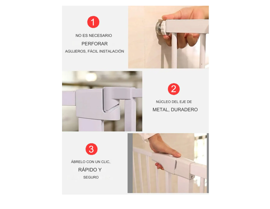 REJA SEGURIDAD ESCALERA PUERTA AJUSTABLE PARA BEBE - 3