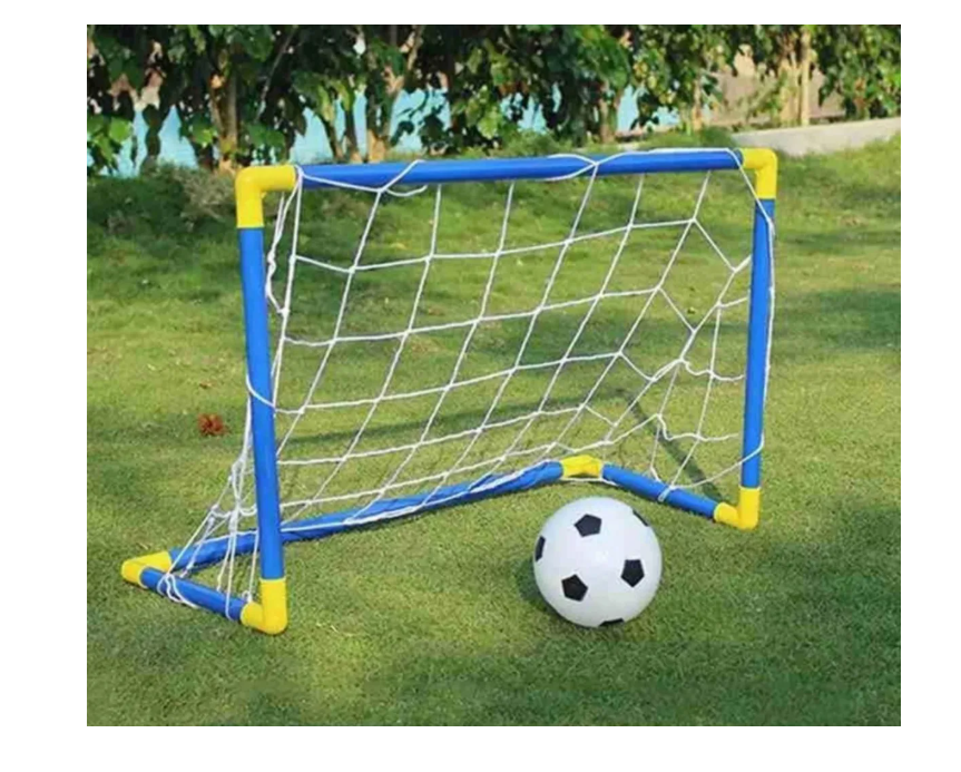 PACK 2 MINI ARCO DE FÚTBOL + PELOTA + BOMBÍN PARA NIÑOS - 1