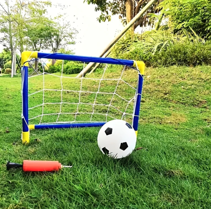 PACK 2 MINI ARCO DE FÚTBOL + PELOTA + BOMBÍN PARA NIÑOS - 5