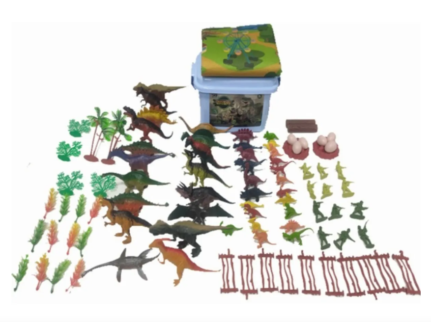 SET 104  DINOSAURIOS DE JUGUETE CON CAJA ORGANIZADORA - 1