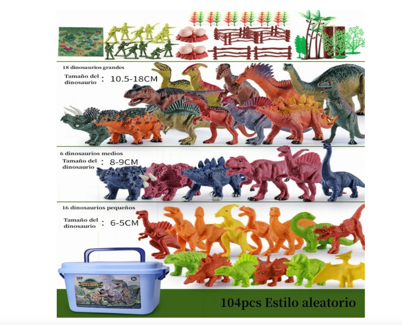 SET 104  DINOSAURIOS DE JUGUETE CON CAJA ORGANIZADORA - 2
