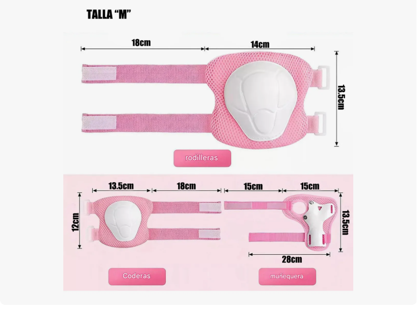 SET DE PROTECCIONES + CASCO NIÑOS TALLA M ROSADO - 4
