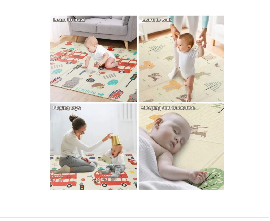 ALFOMBRA ANTIGOLPES PLEGABLE 120X180 CM BEBÉS REVERSIBLE - 2