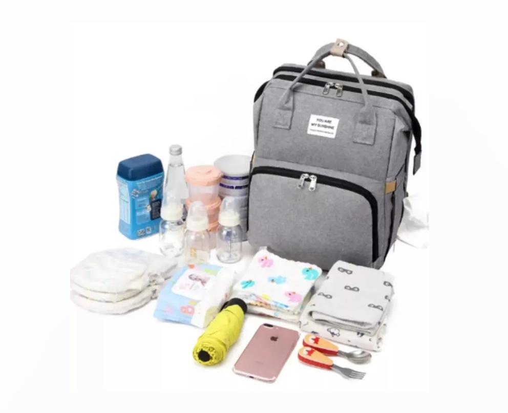 BOLSA MOCHILA DE PAÑALES PARA MAMÁ CAMA DE BEBÉ PLEGABLE - 2