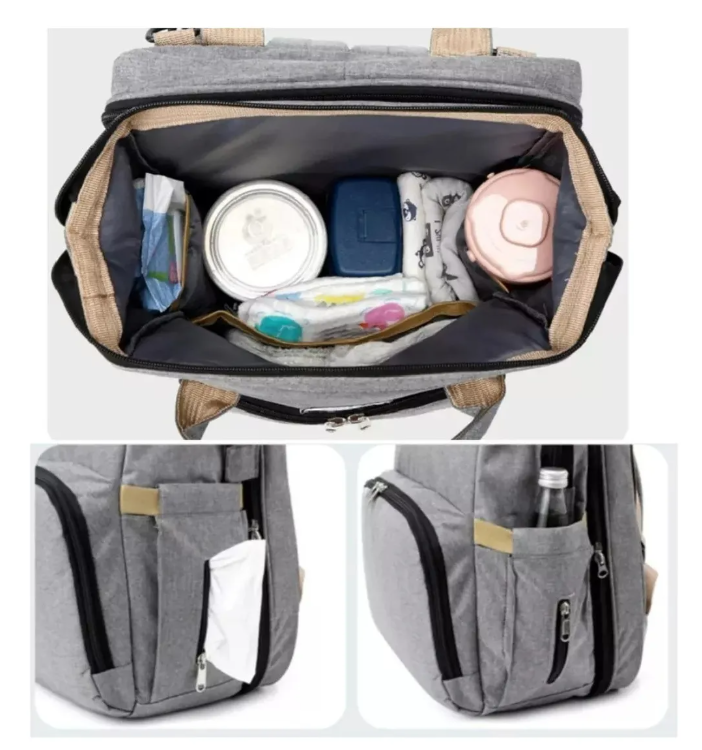 BOLSA MOCHILA DE PAÑALES PARA MAMÁ CAMA DE BEBÉ PLEGABLE - 5
