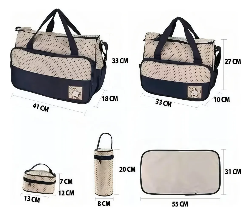 ORGANIZACIÓN CUIDADO DE BEBÉS BOLSO MATERNAL 5 EN 1 COLOR AZUL - 3