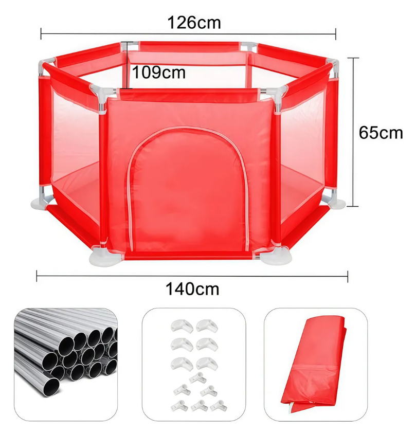 CORRAL DE SEGURIDAD HEXAGONAL PARA NIÑOS GRIS + 100 PELOTAS - 5
