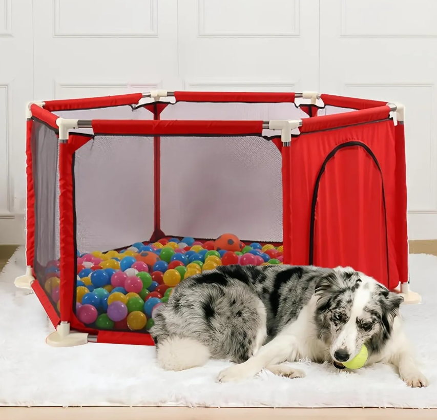 CORRAL DE SEGURIDAD HEXAGONAL PARA NIÑOS EN COLOR ROJO - 2