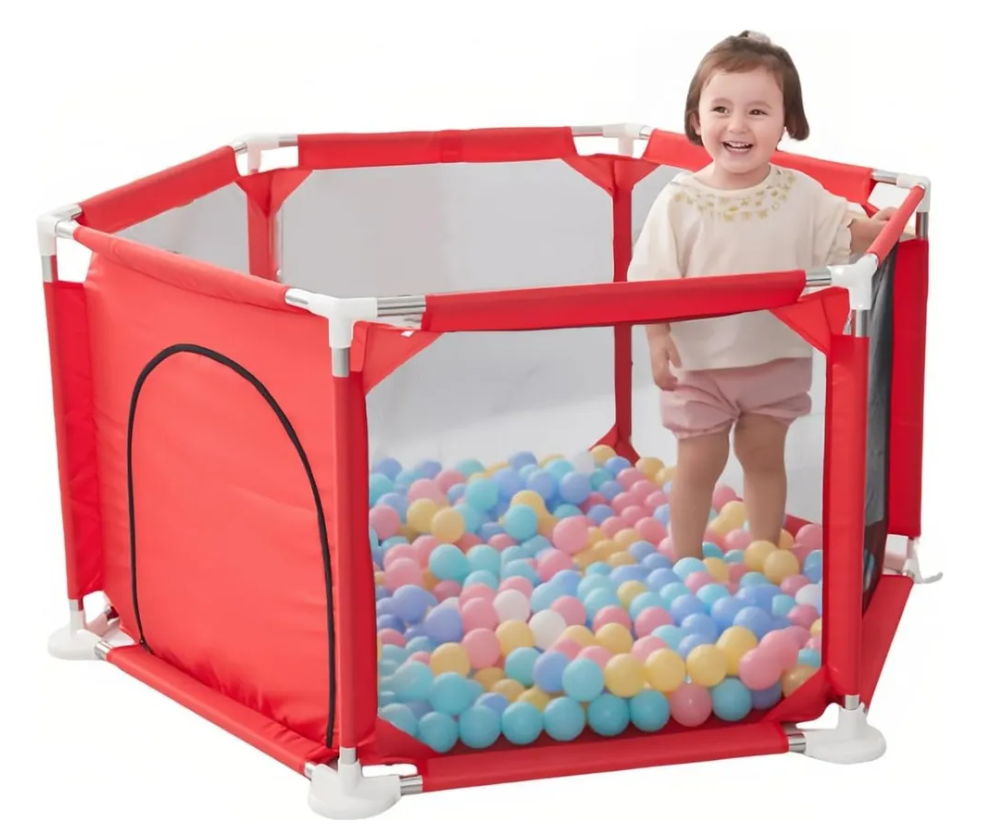 CORRAL DE SEGURIDAD HEXAGONAL PARA NIÑOS EN COLOR ROJO - 3