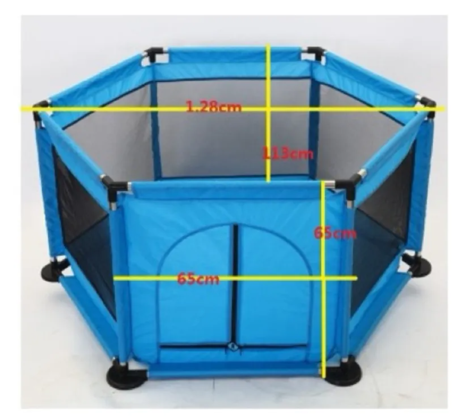 CORRAL DE SEGURIDAD HEXAGONAL PARA NIÑOS AZUL - 3