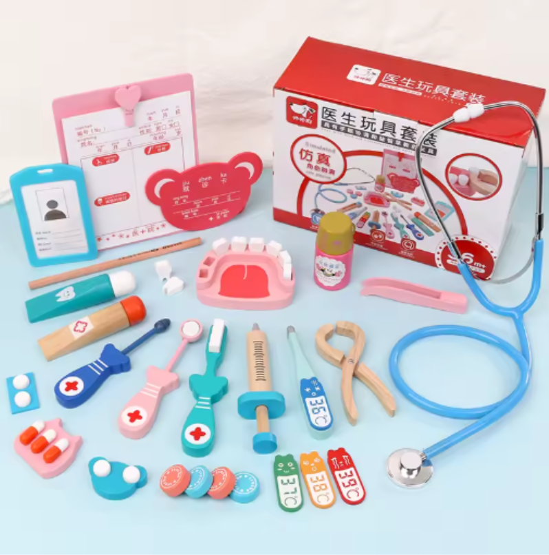 SET DE DOCTOR NIÑOS DE MADERA 26 PIEZAS MULTICOLOR - 2