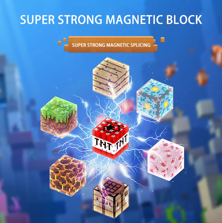 BLOQUES MAGNE TICOS MINECRAFT 96 PIEZAS + CAJA PASTICA 96 MINECRAFT