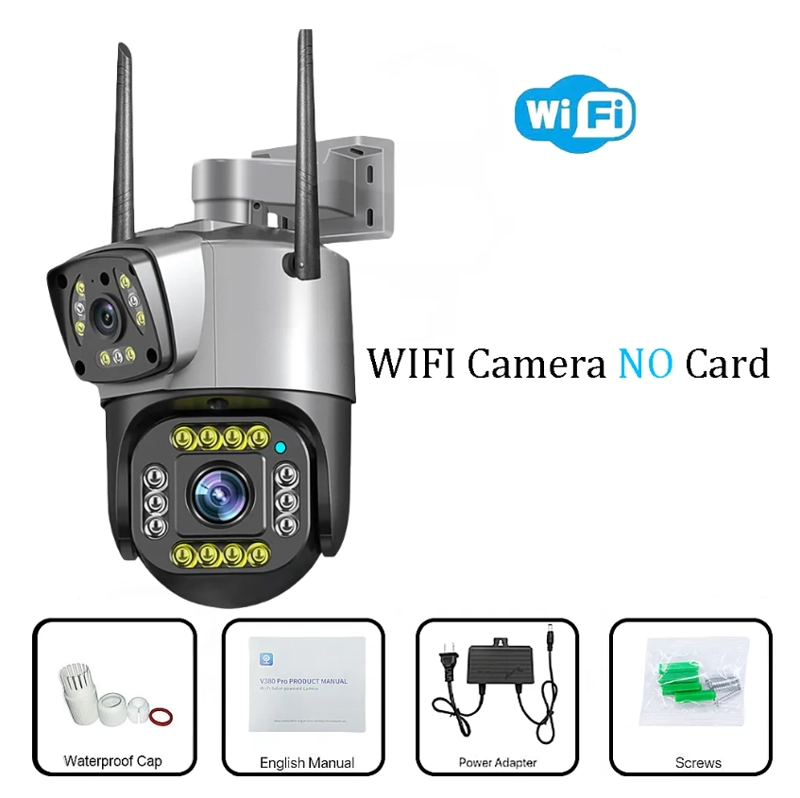 CAMARA DE SEGURIDAD DOMO PTZ EXTERIOR DOBLE LENTE APP V380 NEGRO - 1