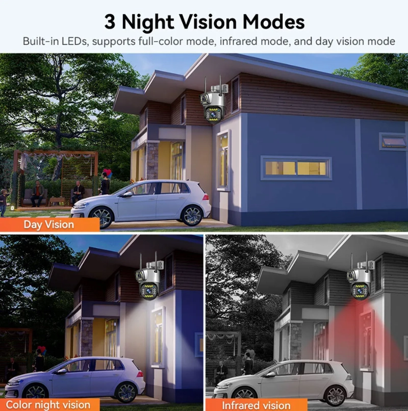 CAMARA DE SEGURIDAD DOMO PTZ EXTERIOR DOBLE LENTE APP V380 NEGRO - 2