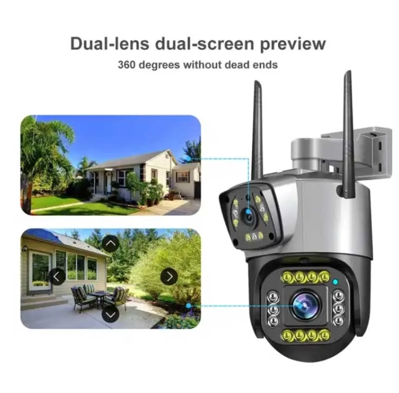 CAMARA DE SEGURIDAD DOMO PTZ EXTERIOR DOBLE LENTE APP V380 NEGRO - 3