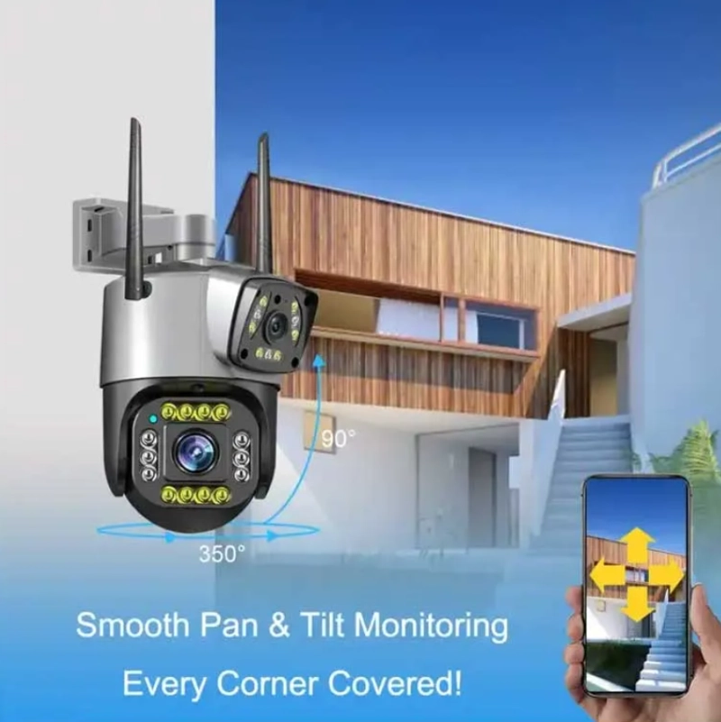 CAMARA DE SEGURIDAD DOMO PTZ EXTERIOR DOBLE LENTE APP V380 NEGRO - 4