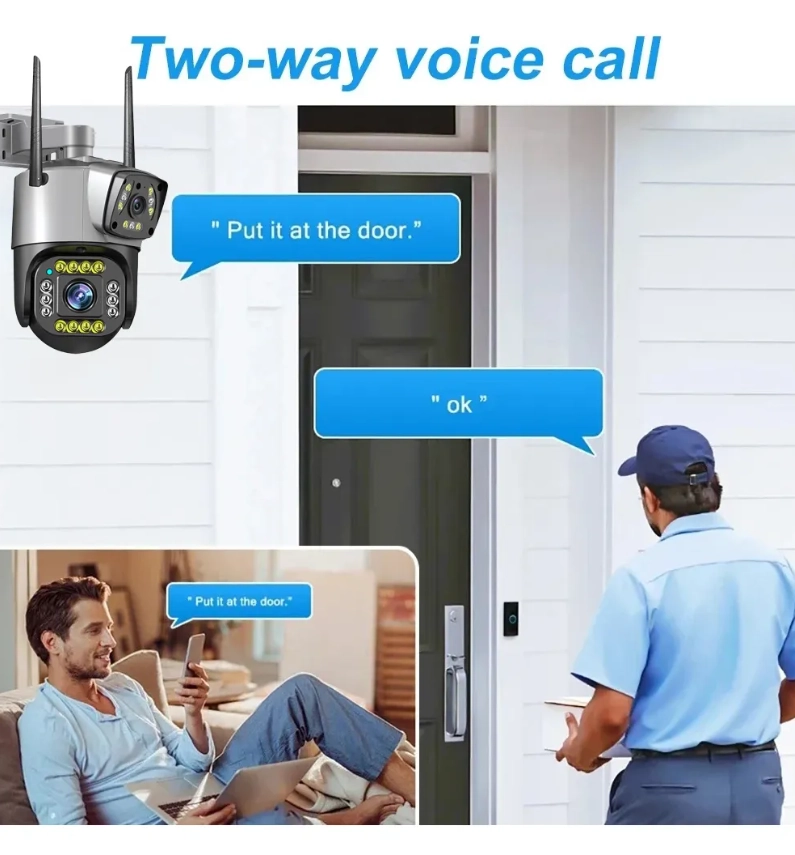 CAMARA DE SEGURIDAD DOMO PTZ EXTERIOR DOBLE LENTE APP V380 NEGRO - 5