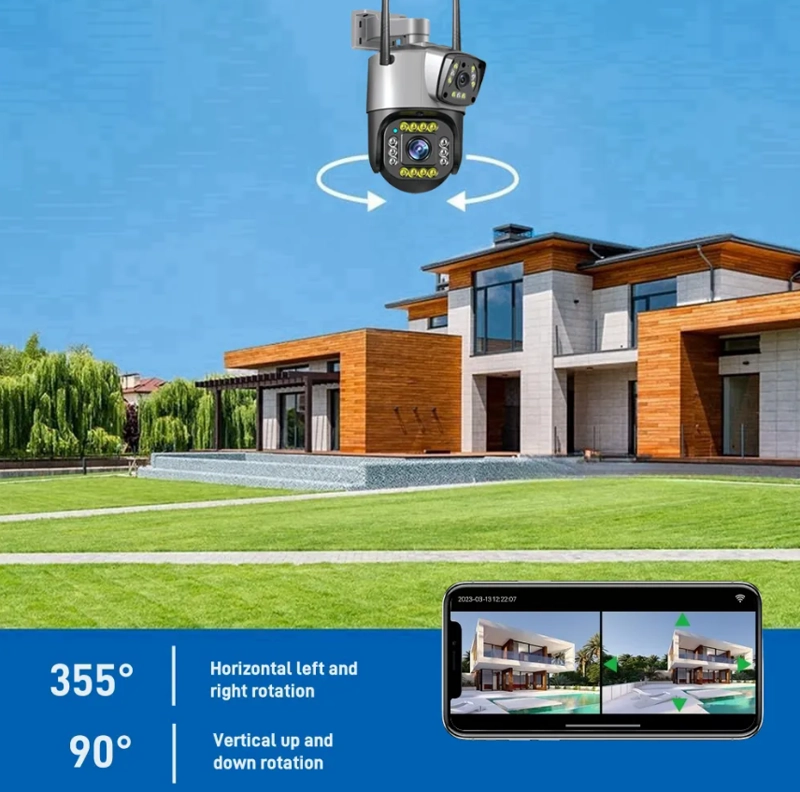 CAMARA DE SEGURIDAD DOMO PTZ EXTERIOR DOBLE LENTE APP V380 NEGRO - 6