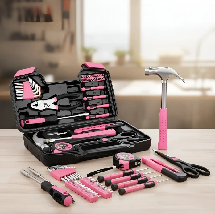 KIT MALETA DE HERRAMIENTAS ROSADAS 39 PIEZAS - 2