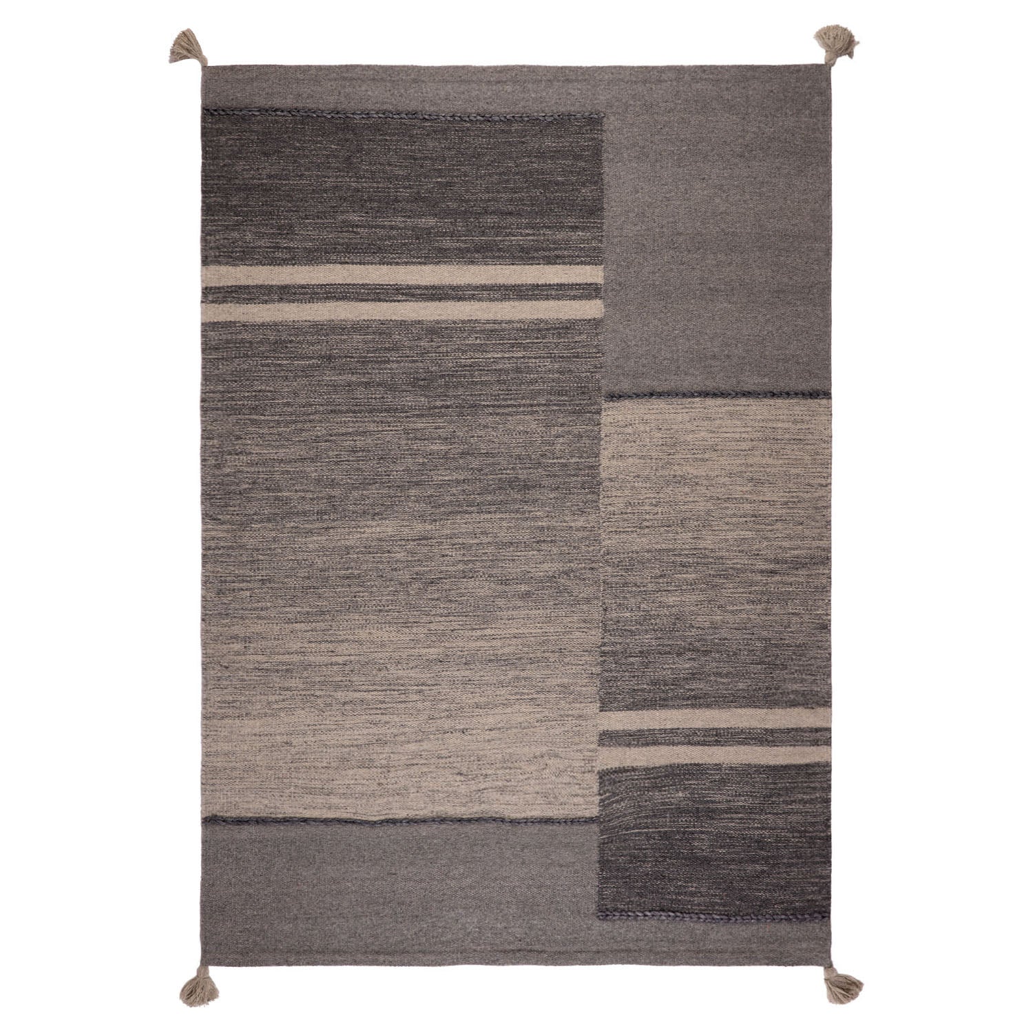 ALFOMBRA HANDWOVEN WOOL LINES 190X290 GRIS - 1