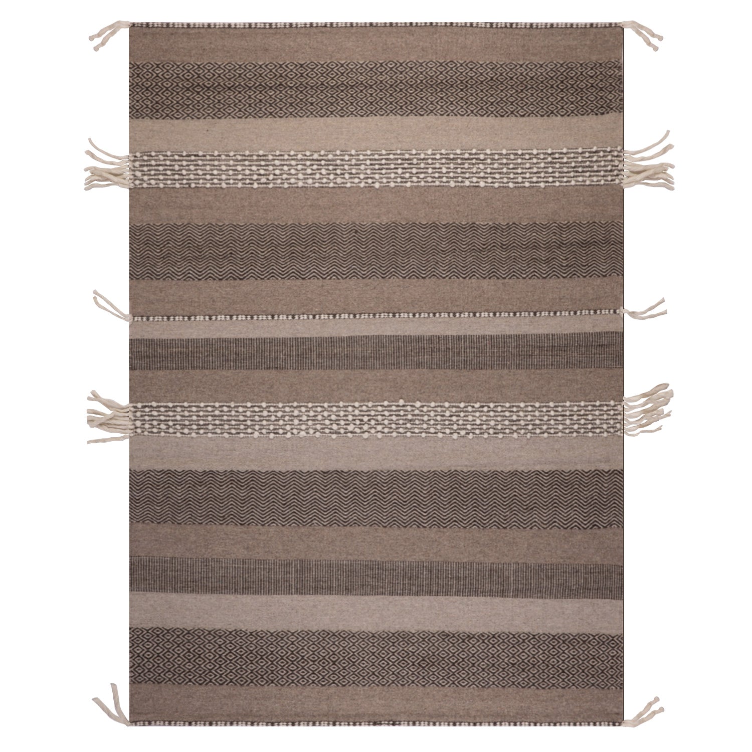 ALFOMBRA HANDWOVEN WOOL TRIBAL 240X340 CAFE - 1