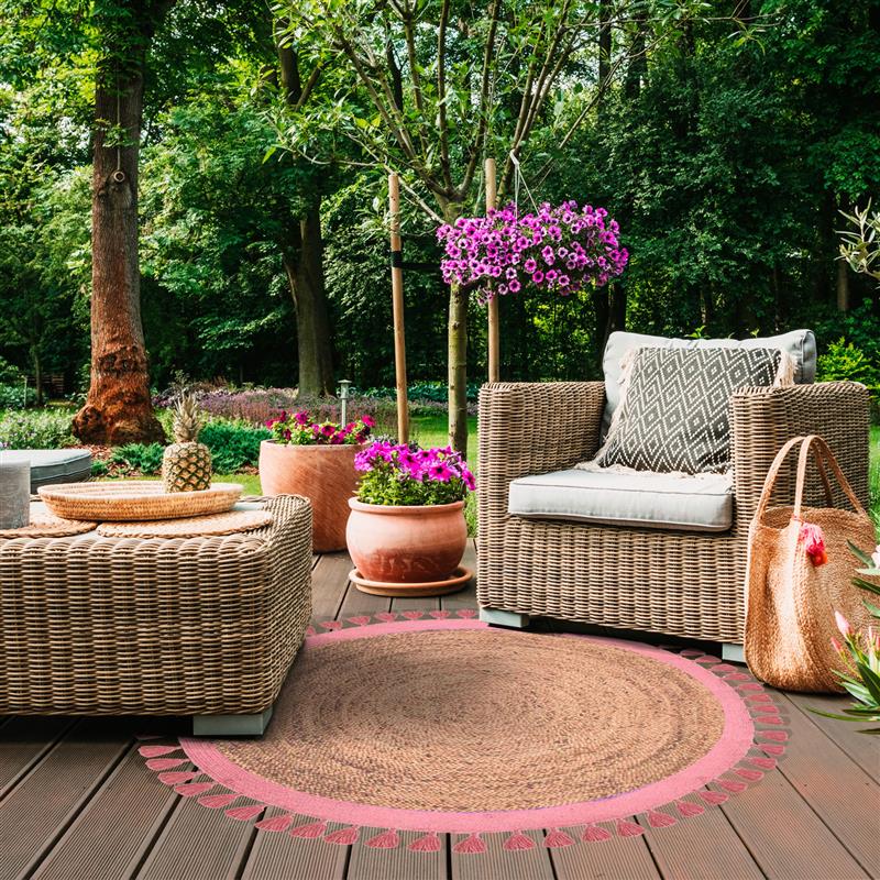ALFOMBRA YUTE REDONDA MALIBU ROSA 150X150CM - 3