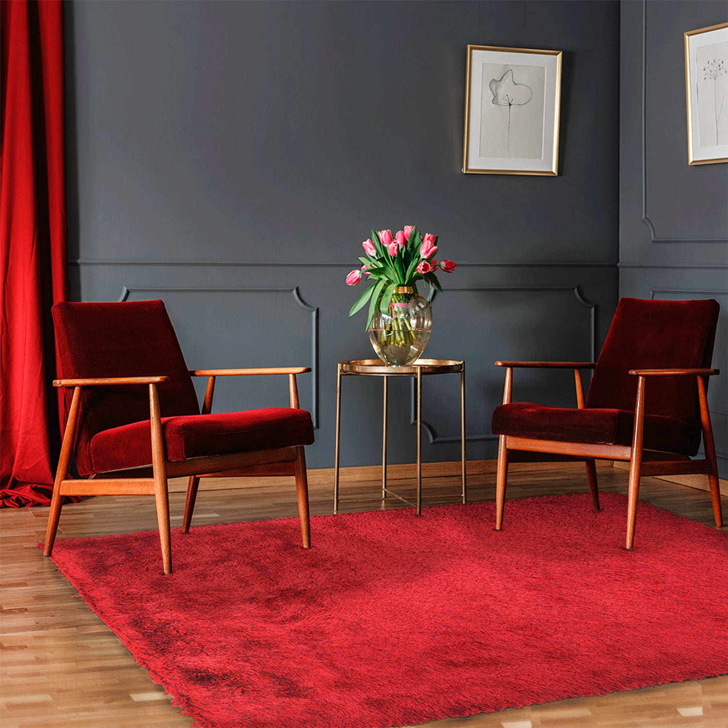 ALFOMBRA BENGALA 190X290 ROJO - 5