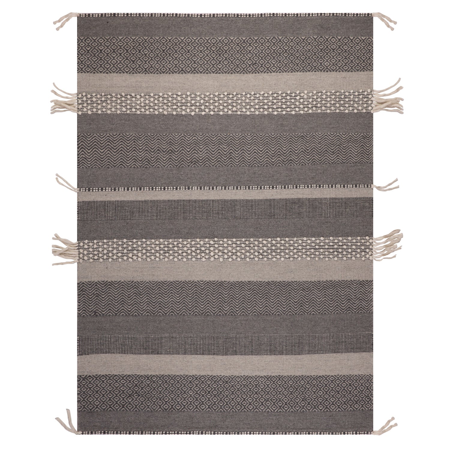 ALFOMBRA HANDWOVEN WOOL TRIBAL 240X340 GRIS - 1