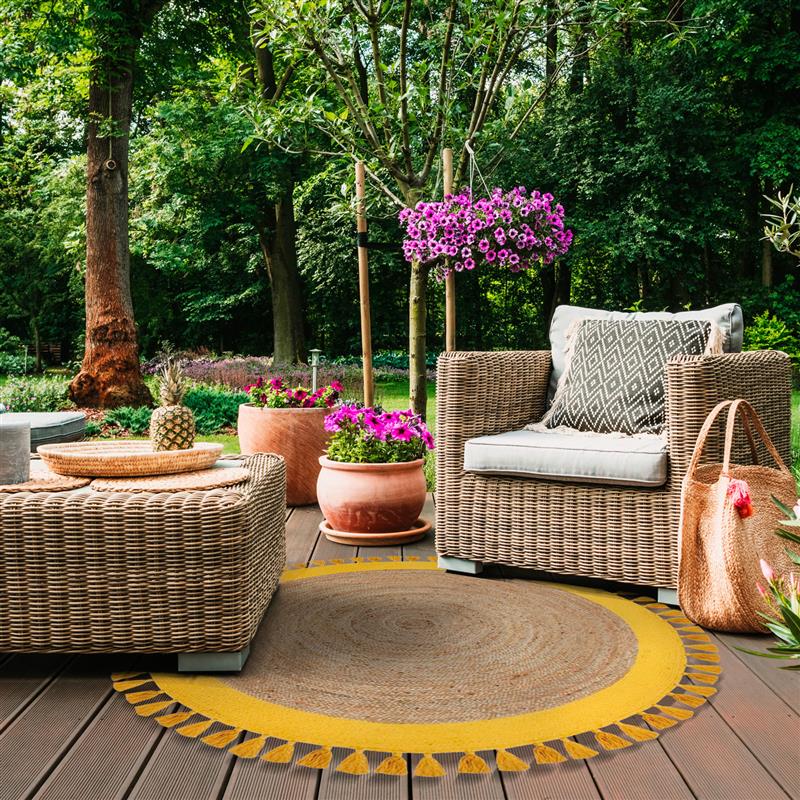 ALFOMBRA YUTE REDONDA MALIBU 150X150 AMARILLO - 4