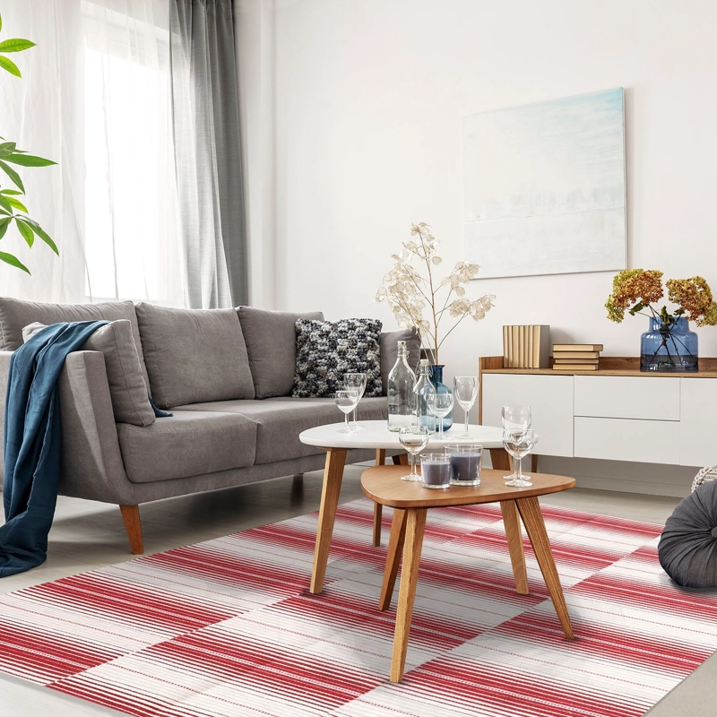 ALFOMBRA HANDWOVEN RUSTIC 140X200 BLANCO/ROJO - 1