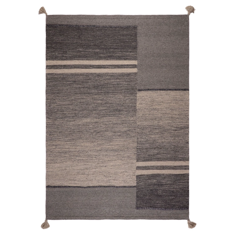 ALFOMBRA HANDWOVEN WOOL LINES 240X340 GRIS - 1