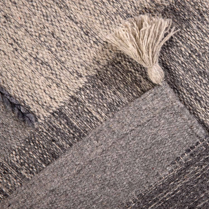 ALFOMBRA HANDWOVEN WOOL LINES 240X340 GRIS - 3