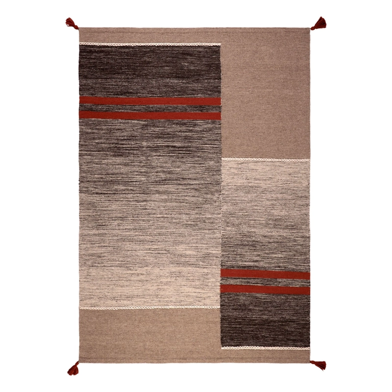 ALFOMBRA HANDWOVEN WOOL LINES 190X290 TERRACOTA - 1