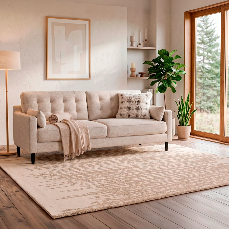 ALFOMBRA HANDTUFTED WOOL ABSTRACT 160X230 83 BEIGE - 1