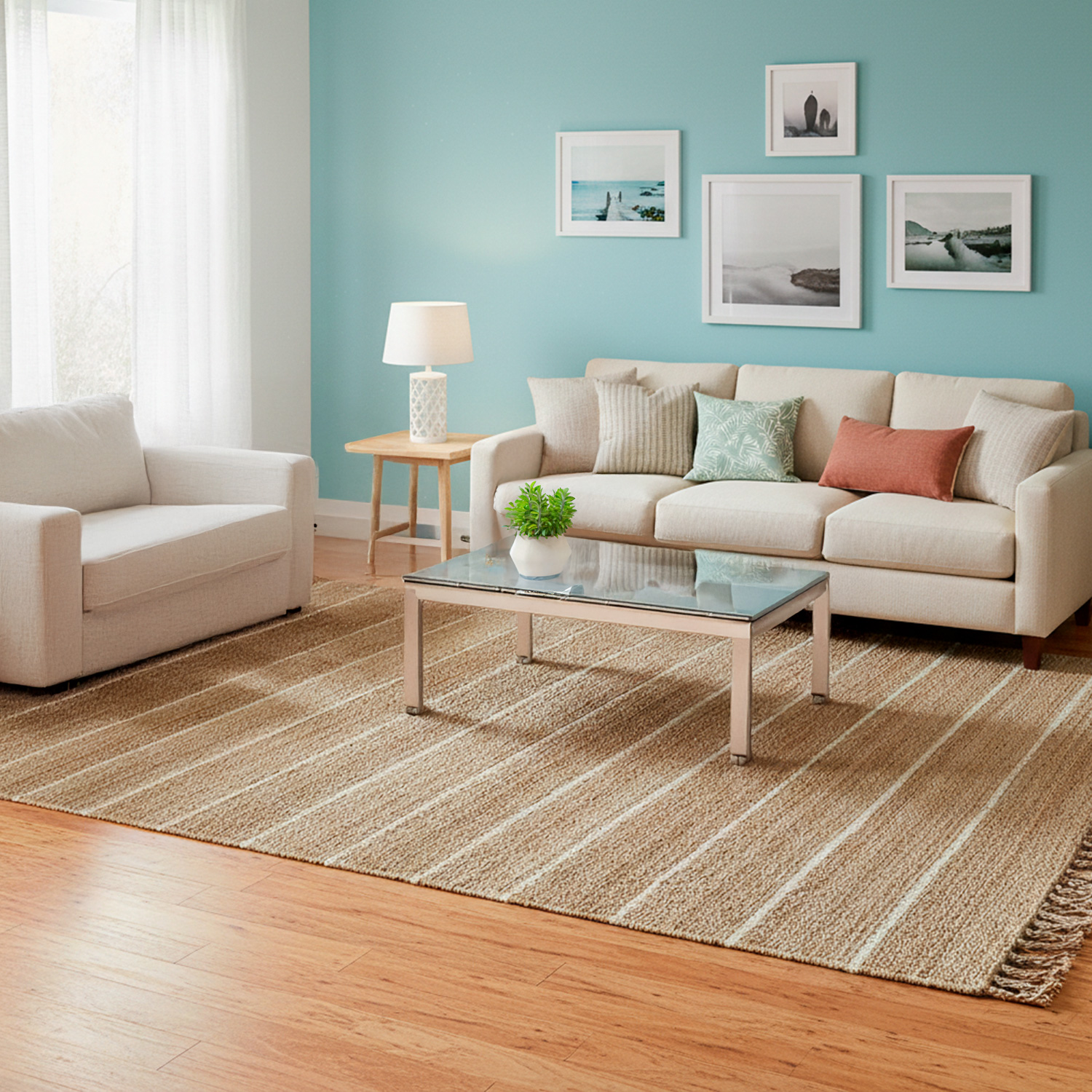 ALFOMBRA YUTE STRIPES 160X230 2 NATURAL - 1
