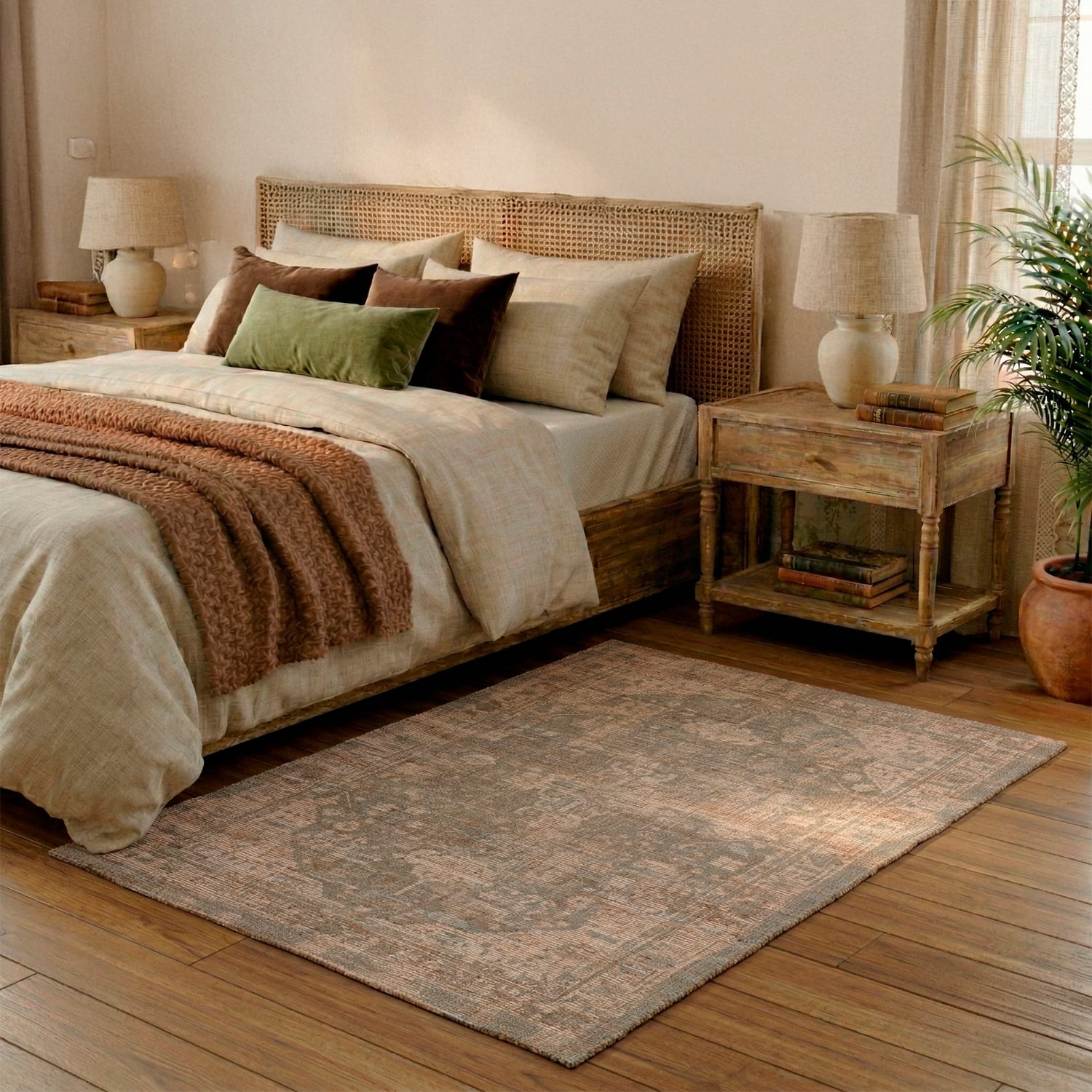 ALFOMBRA HANDWOVEN YUTE VINTAGE 60X120 07 BLUE - 1
