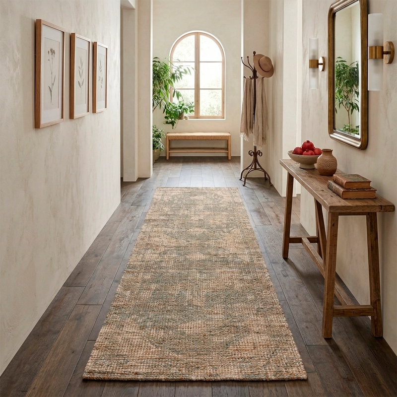 ALFOMBRA HANDWOVEN YUTE VINTAGE 70X240 07 BLUE - 1