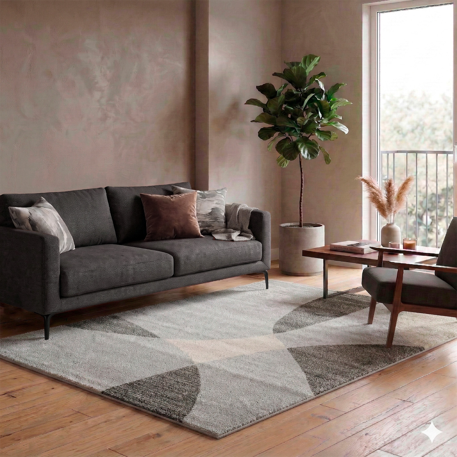 ALFOMBRA ACCESS 133X190 66200 GRIS NEGRO - 1