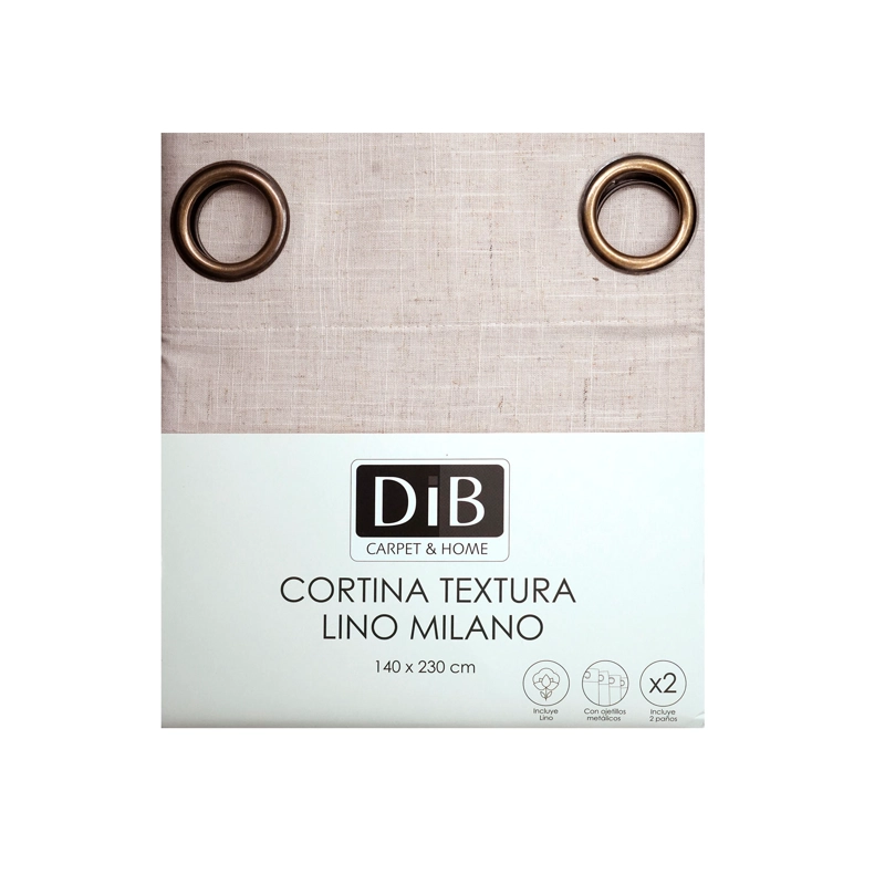 CORTINA 2 PAÑOS TEXTURA LINO MILANO NATURAL - 6