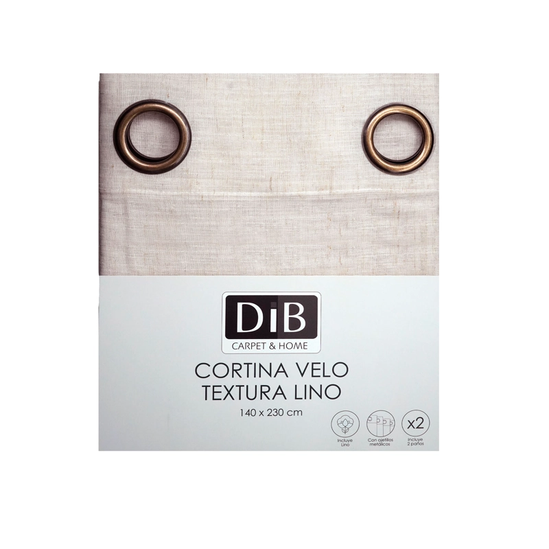 CORTINA 2 PAÑOS VELO TEXTURA LINO NATURAL - 6