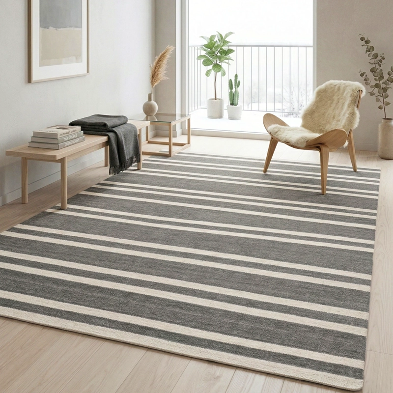 ALFOMBRA DHURRIE NATURE 160X230 3240 GREY WHITE - 1
