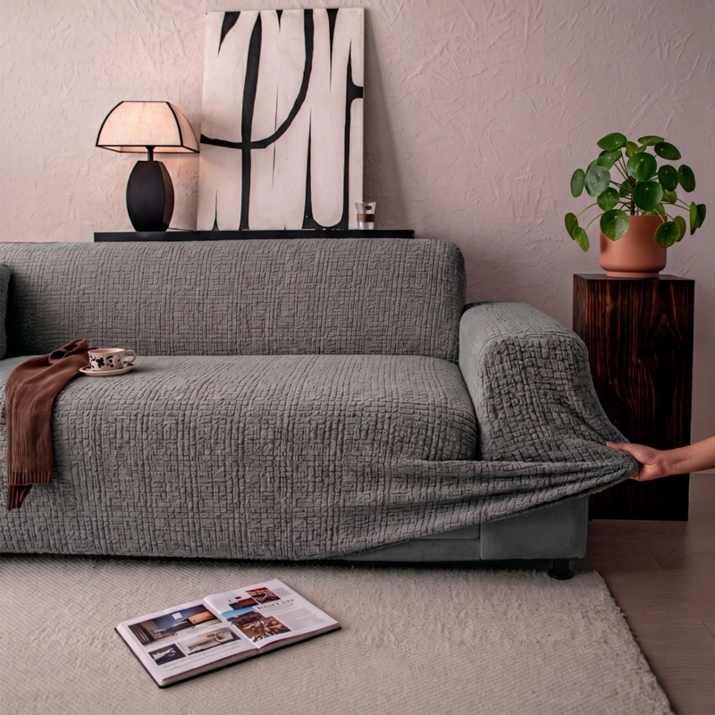 FUNDA SOFA 2 CUERPOS ATENAS GRIS - 1