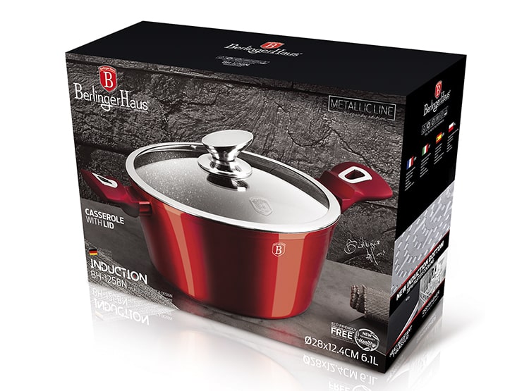 OLLA CACEROLA 6,1 LITROS LINEA GOURMET PREMIUM COLOR ROJO - 3