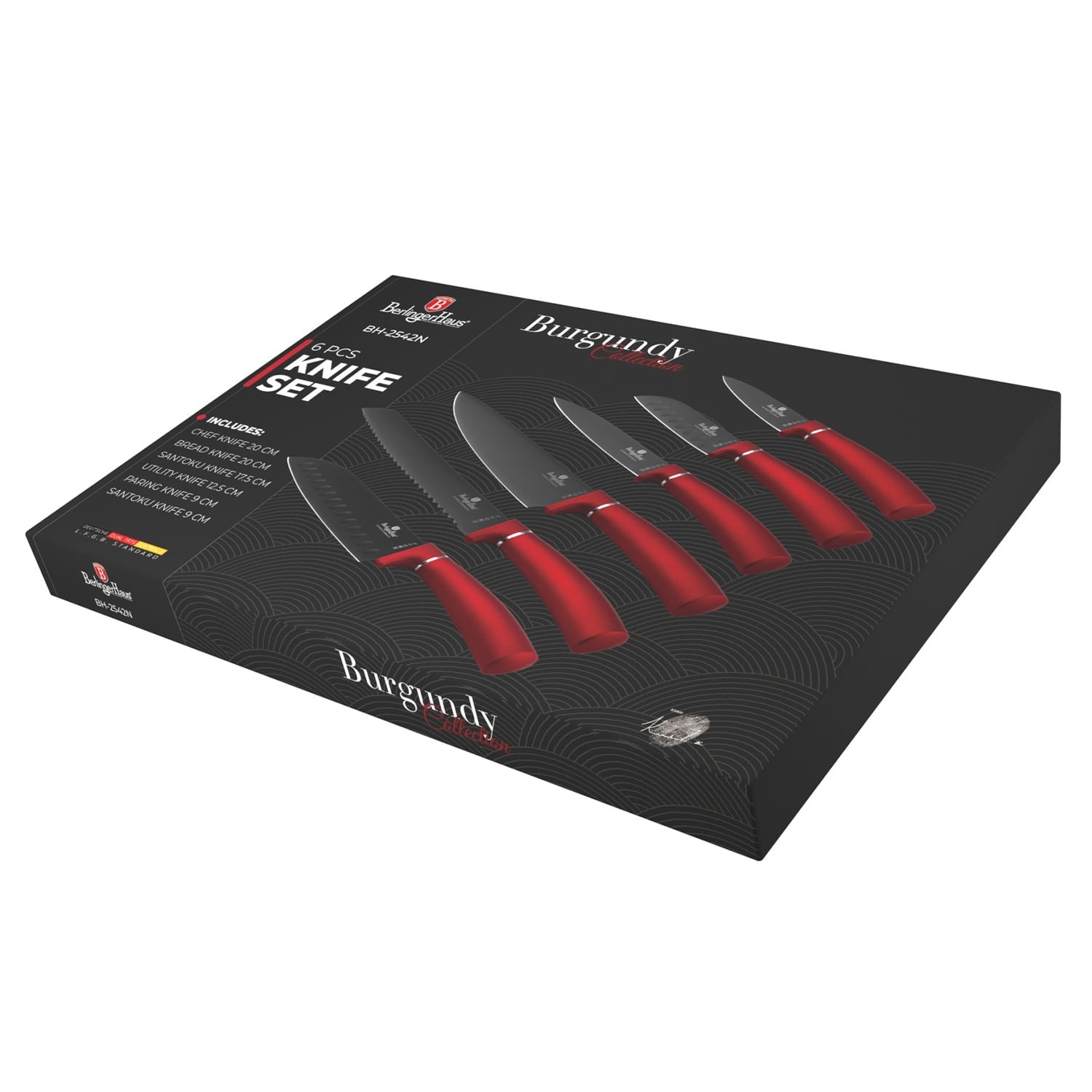 SET DE CUCHILLOS 6 PZS, BERLINGER HAUS – LINEA BURGUNDY EDITION, COLOR ROJO. ACERO INOXIDABLE - 2